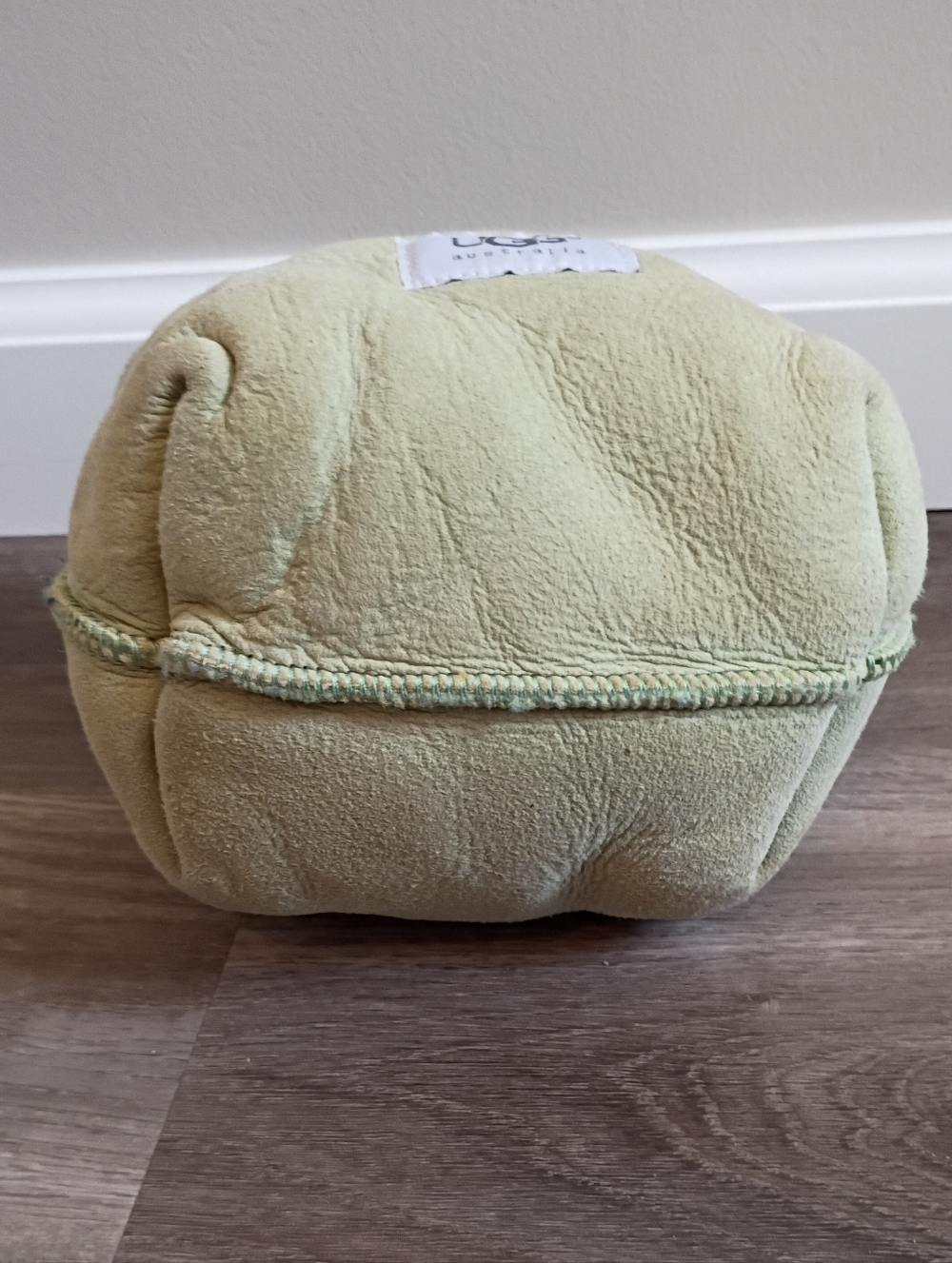 UGG Vintage Y2K Light Green Suede Sherpa Chunky Puff Mini Bucket Tote Handbag - Picture 5 of 8